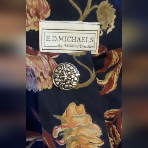 Vintage E.D. Michaels Autumn Floral Long Sleeve Belted Long Dress Size Small - Picture 8 of 9